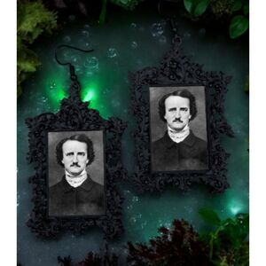 Edgar Allan Poe Earrings Gothic Poet Gloom and Horror Novelist